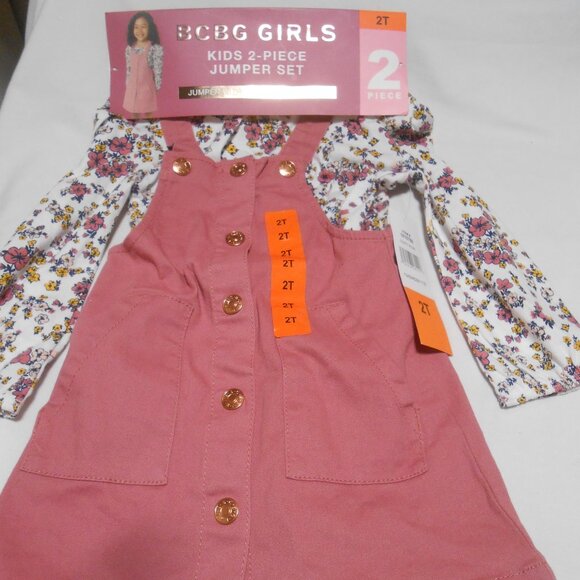 NEW BCBG GIRLS 2 PIECE JUMPER OUTFIT SET SIZE 2T DUSTY ROSE w/ POCKETS 👸🎁 - Picture 1 of 9